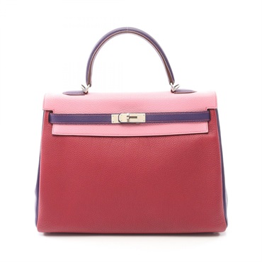 HERMES Kelly 35 shoulder Handbag O Inside stitched Togo leather Ruby cassis SHW