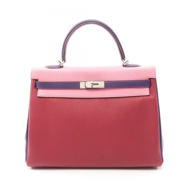 HERMES Kelly 35 shoulder Handbag O Inside stitched Togo leather Ruby cassis SHW