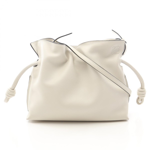 LOEWE Flamenco Clutch Shoulder Crossbody Bag leather White Used Women