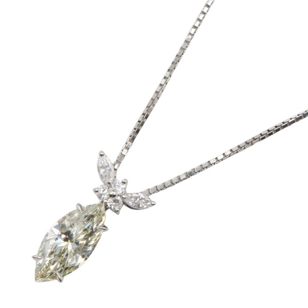 JEWELRY Diamond Necklace Pendant 45cm Pt850 Platinum Clear Used Women