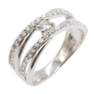 JEWELRY Diamond Ring 18KWG White Gold Clear Used Women US size #6