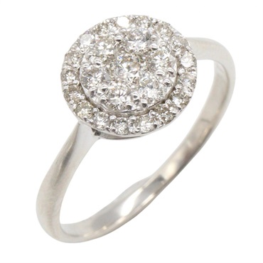 JEWELRY Diamond Ring 18KWG White Gold Clear Used Women US size #5.5