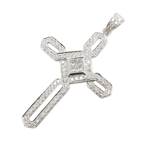 JEWELRY Diamond Pendant Necklace top 18KWG White Gold Clear Used Women