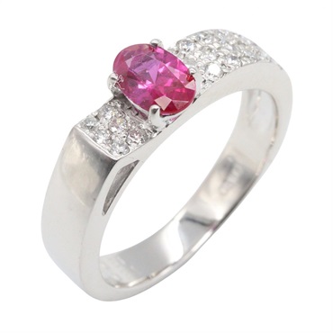 JEWELRY Ruby Diamond Ring 18KWG White Gold Clear Red Used Women US size #6.25