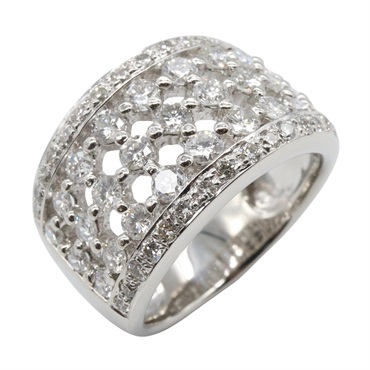 JEWELRY Diamond Ring Pt900 Platinum Clear Used Women US size #6