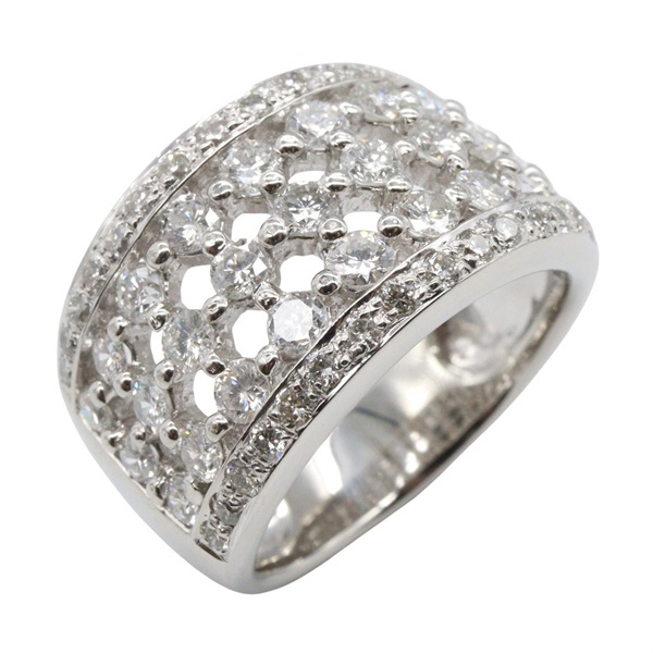 JEWELRY Diamond Ring Pt900 Platinum Clear Used Women US size #6