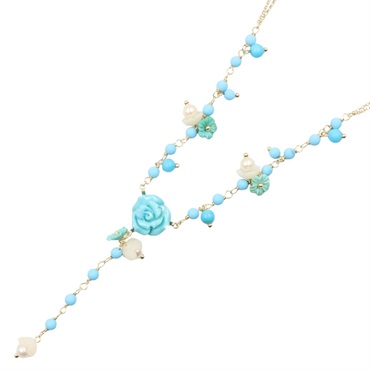 JEWELRY Necklace 18KYG Yellow Gold Blue White Used women