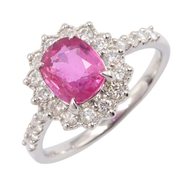 JEWELRY Pink Sapphire Diamond Ring Pt950 Platinum Used women US size 6.25