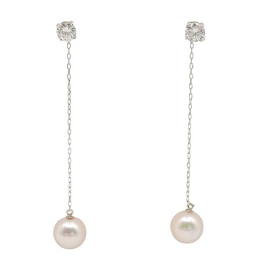 JEWELRY Akoya Papearl Diamond Pierced Earrings Pt900 Platinum Used women