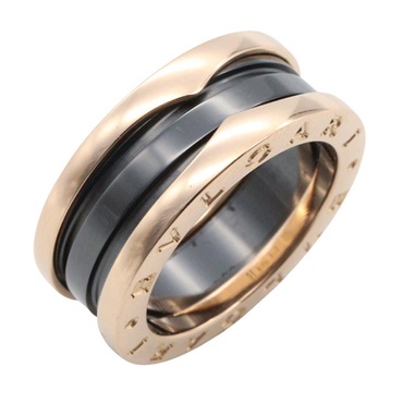 BVLGARI B-zero1 Ceramic 2-Band Ring 18KRG Pink Rose Gold #51 Used US Size 5.25