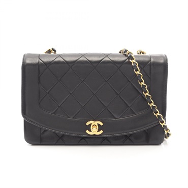CHANEL Matelasse Diana Flap Chain Shoulder Bag A01165 Lamb leather Black Used LV