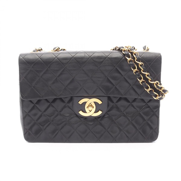 CHANEL Jumbo Matelasse 34 chain Shoulder Bag Lambskin Black Used Women GHW