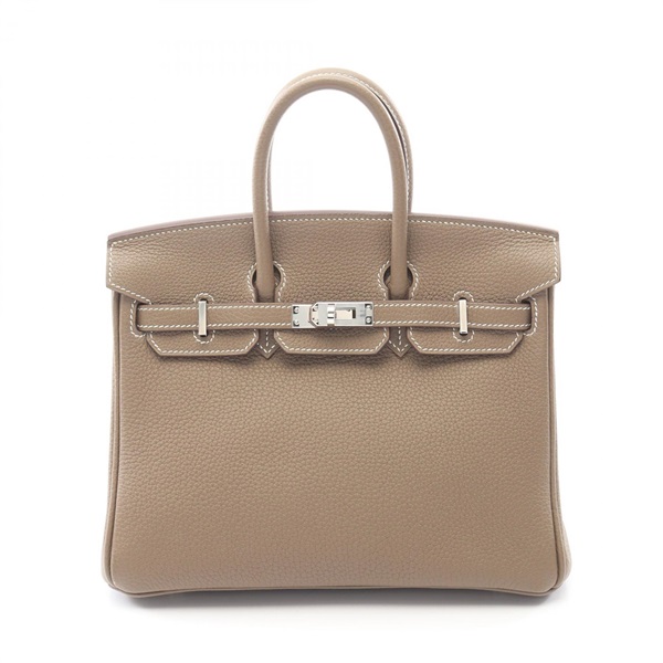 HERMES Birkin 25 Handbag U Togo leather Etoupe Grey Used SHW