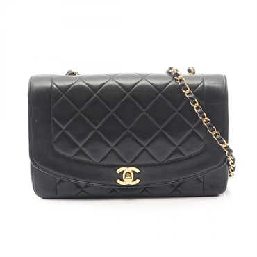 CHANEL Matelasse Diana Flap Chain Shoulder Bag A01165 Lambskin Black GHW Used CC