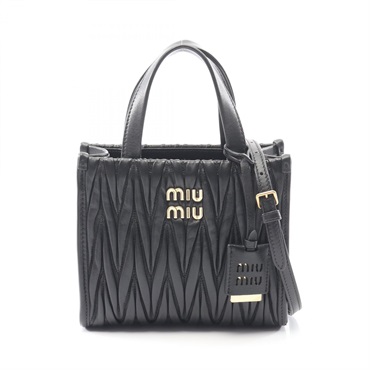 Miu Miu MATELASSE tote shoulder crossbody Handbag 5BA277 leather Black Used