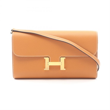 HERMES constance long to go Shoulder crossbody Bag K Epsom Toffee Used GHW