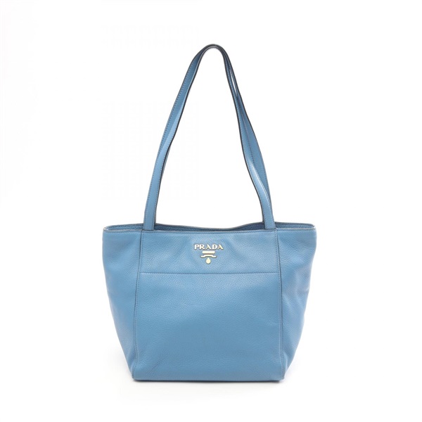 PRADA VITELLO PHENIX Tote Bag 1BG157 leather Blue Used Women