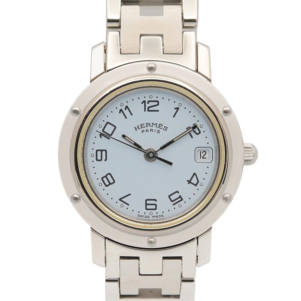HERMES Clipper Wrist Watch CL4.210 Quartz Stainless Steel Used Women