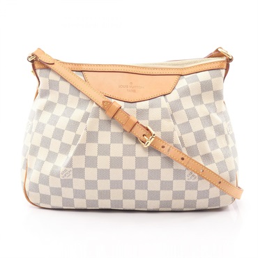 LOUIS VUITTON Siracusa PM Shoulder Bag N41113 Damier Azur canvas White Used LV