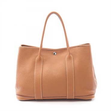 HERMES Garden Party PM Tote Handbag Negonda leather Brown Gold SHW Used Women Q