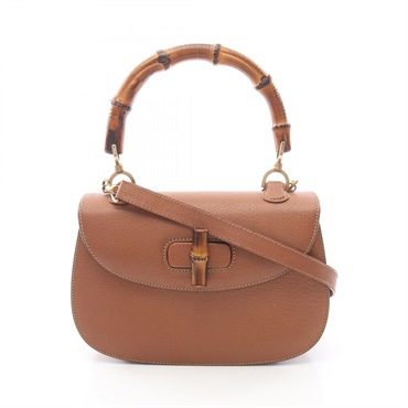 GUCCI Bamboo Shoulder crossbody Handbag 000 2113 0633 leather Brown Used Women