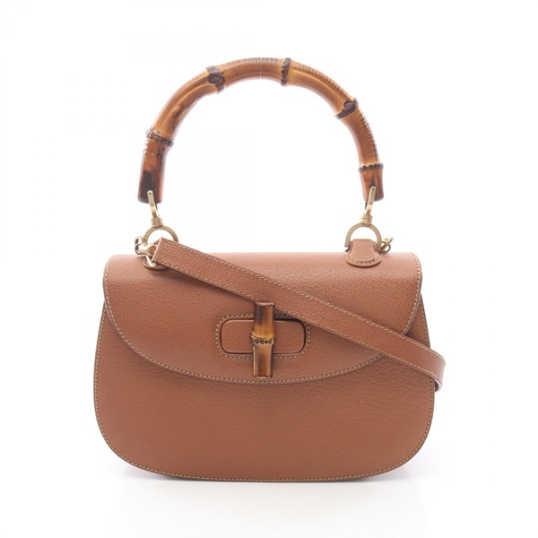 GUCCI Bamboo Shoulder crossbody Handbag 000 2113 0633 leather Brown Used Women