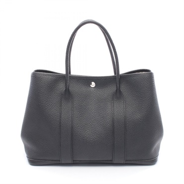HERMES Garden Party PM Tote Handbag Country leather Black SHW Used Women X