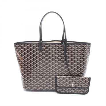 GOYARD Saint Louis PM Tote Handbag leather Coated canvas Black Brown Women