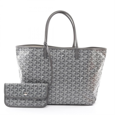 GOYARD Saint Louis PM Tote Bag PVC coated canvas leather Gray White Used Women
