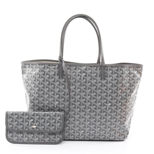 GOYARD Saint Louis PM Tote Bag PVC coated canvas leather Gray White Used Women