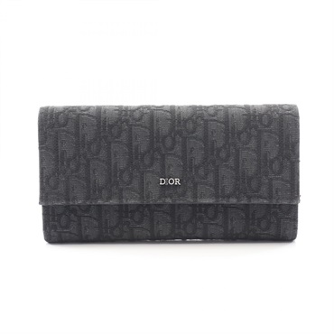 Dior Oblique jacquard Bifold purse wallet canvas Black Used mens CD logo