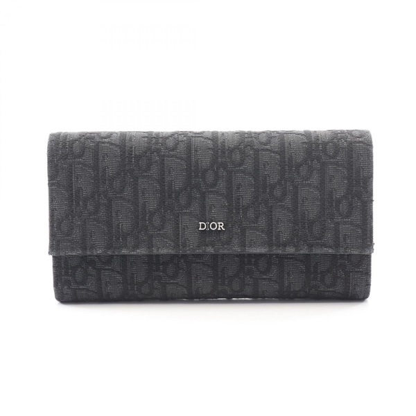 Dior Oblique jacquard Bifold purse wallet canvas Black Used mens CD logo