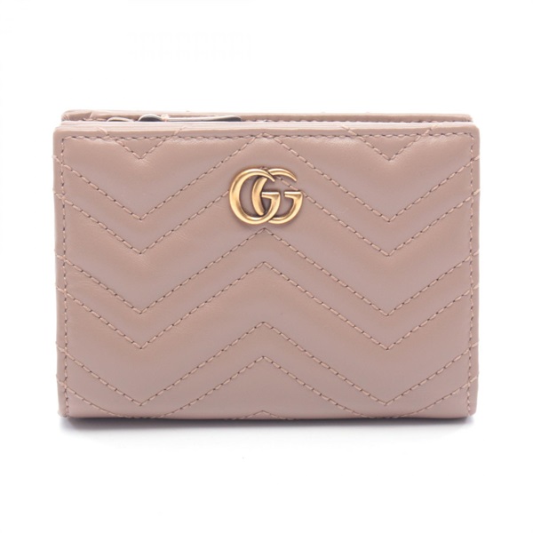 GUCCI GG Marmont Bi-fold wallet purse 773427 leather Pink Used Women