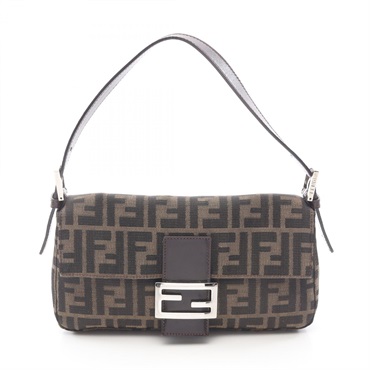FENDI Mamma bucket Zucca Shoulder Handbag canvas leather Brown Used Women