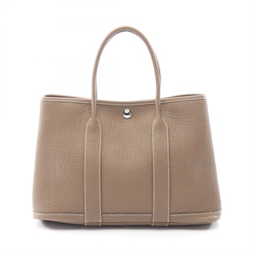 HERMES Garden party TPM Tote Handbag Negonda leather Gray Etoupe Grey SHW Used Z
