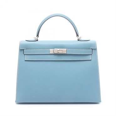 HERMES Kelly 32 shoulder Handbag I outside stitched Epsom Blue jean Used SHW