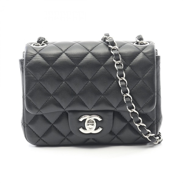 CHANEL Mini Matelasse Crossbody Chain Shoulder Bag A35200 Lambskin Black SHW CC