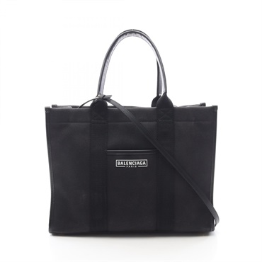 BALENCIAGA HARDWARE TOTE shoulder crossbody Bag 671400 canvas leather Black used
