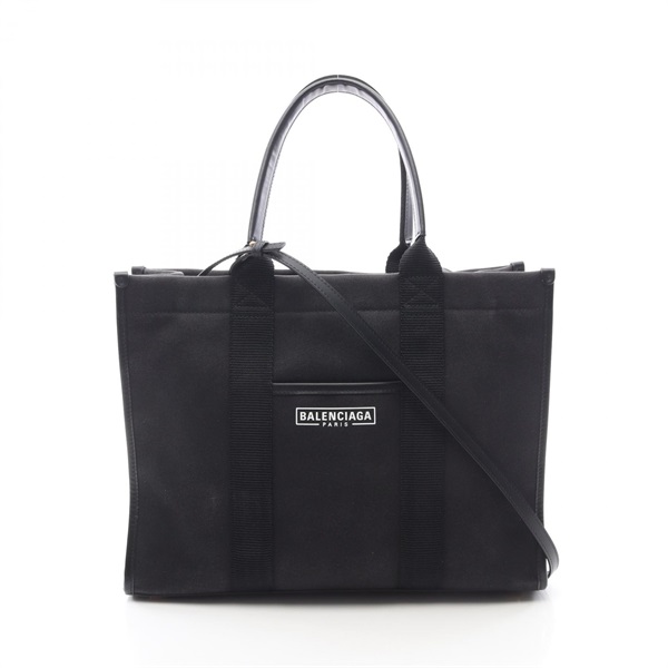 BALENCIAGA HARDWARE TOTE shoulder crossbody Bag 671400 canvas leather Black used