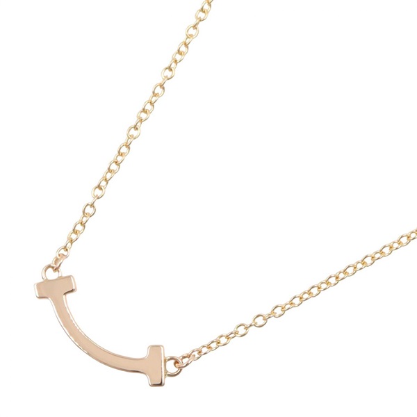 TIFFANY＆CO T Smile Mini Necklace 18KRG Pink Rose Gold Used Women 40.5/45㎝