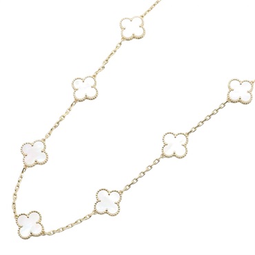 Van Cleef & Arpels Vintage Alhambra Necklace 18KYG Gold Mother of pearl Used