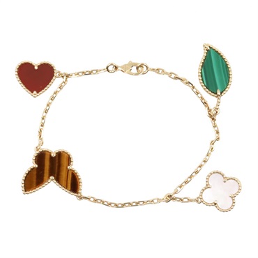 Van Cleef & Arpels Lucky Alhambra 4-Motif Bracelet 18KYG Gold Malachite MOP used
