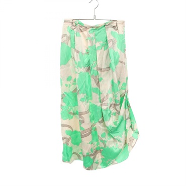 FENDI Long pleated Skirt silk Beige Green Used Women #38