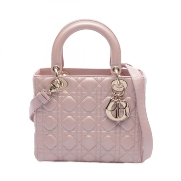 Dior LADY DIOR Shoulder Handbag leather Pink Used Women