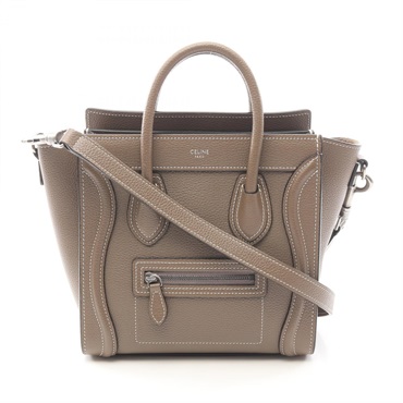 CELINE Luggage Nano Shopper shoulder crossbody Handbag 189243 leather Gray Used