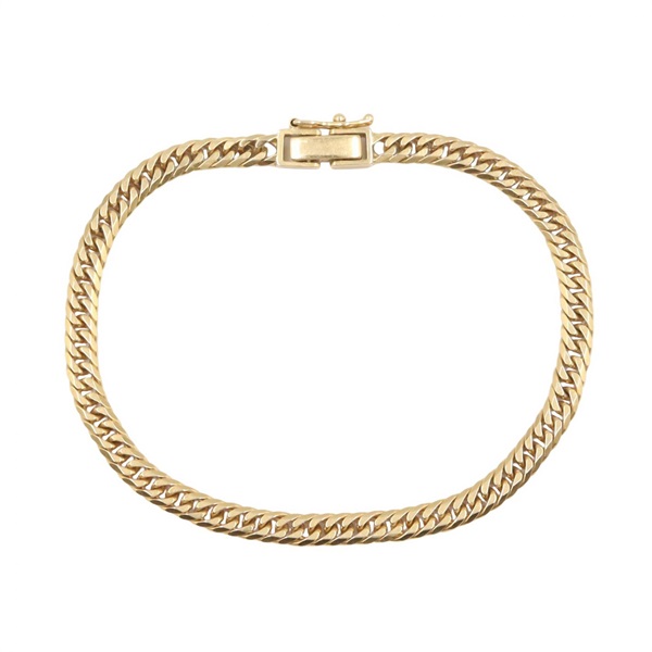 JEWELRY Double 6 side Flat link Chain Bracelet 18KYG Yellow Gold Used unisex