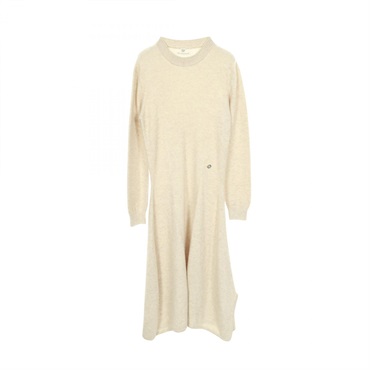 HERMES Sellier Dress cashmere Beige Used Women size 38