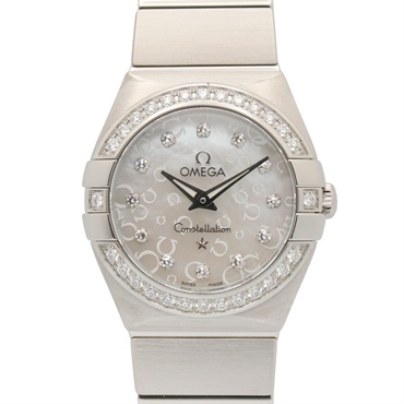 OMEGA Constellation 12P Diamond Bezel Wrist Watch 123.15.24.60 QZ SS Used Women