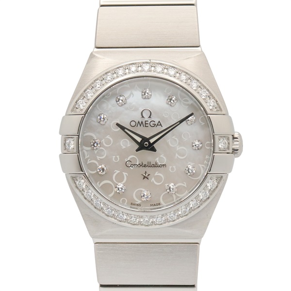 OMEGA Constellation 12P Diamond Bezel Wrist Watch 123.15.24.60 QZ SS Used Women