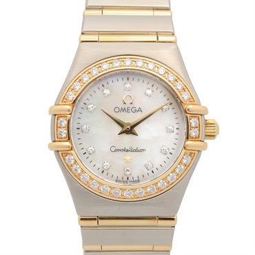 OMEGA Constellation Mini Diamond Wrist Watch Quartz 18KYG Gold SS used women